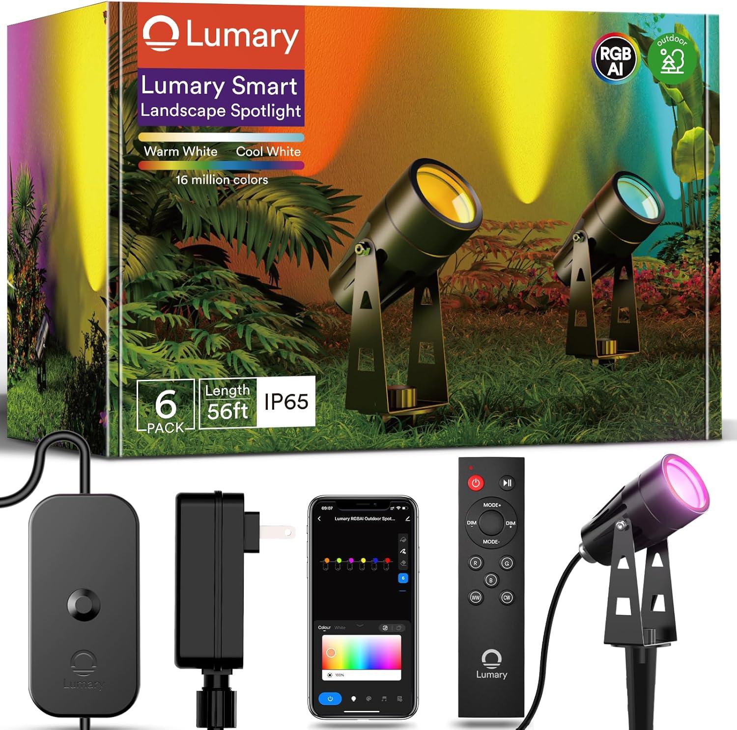 Lumary 56ft Smart RGB Waterproof Landscape Spotlight Multipack