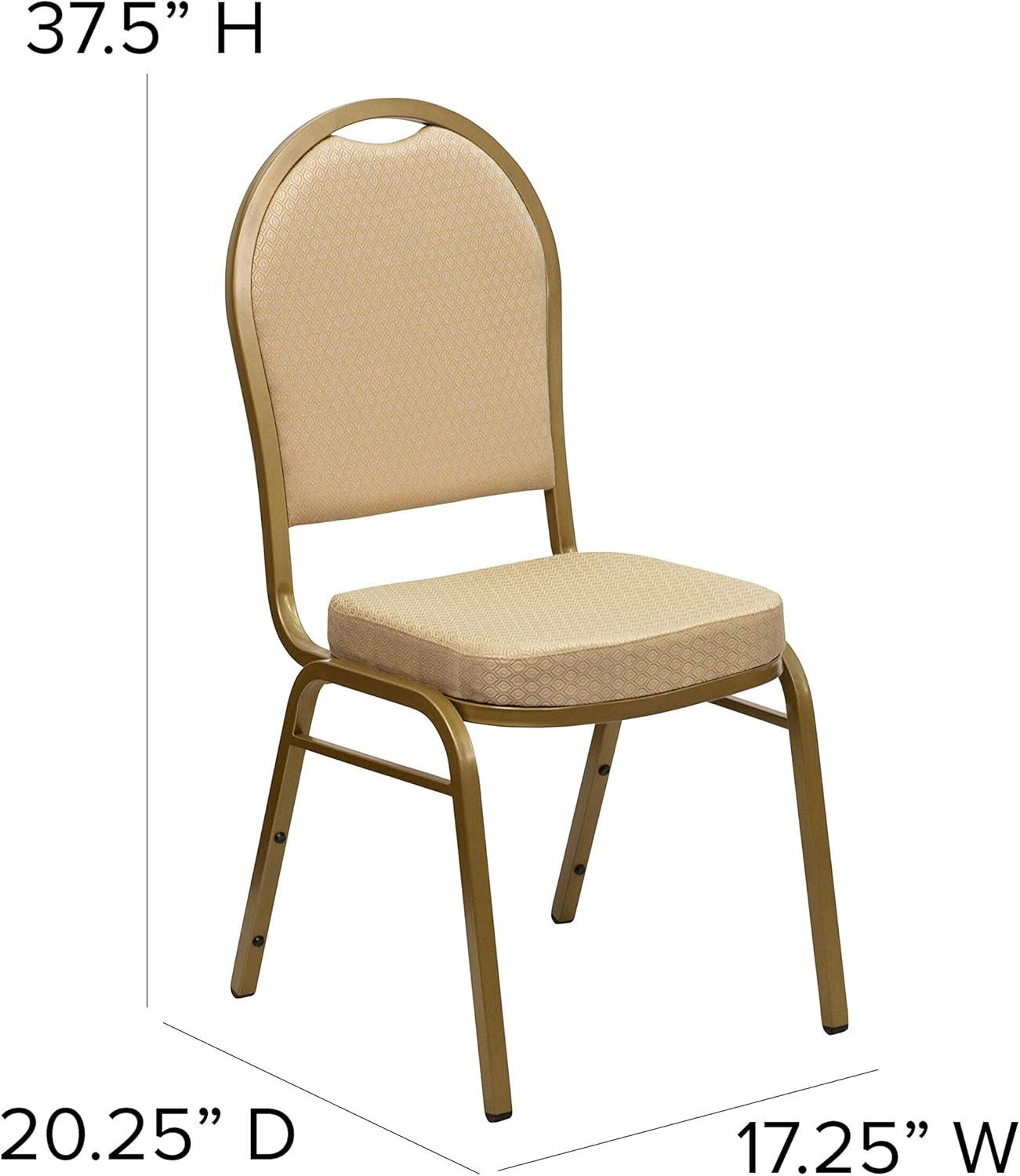 Beige Patterned Fabric Dome Back Stacking Banquet Chair