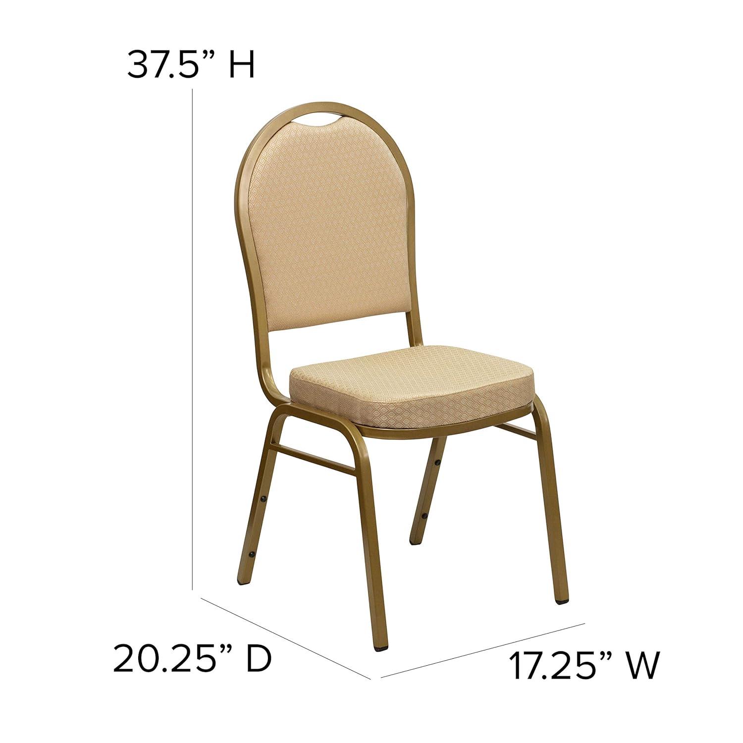 Beige Patterned Fabric Dome Back Stacking Banquet Chair