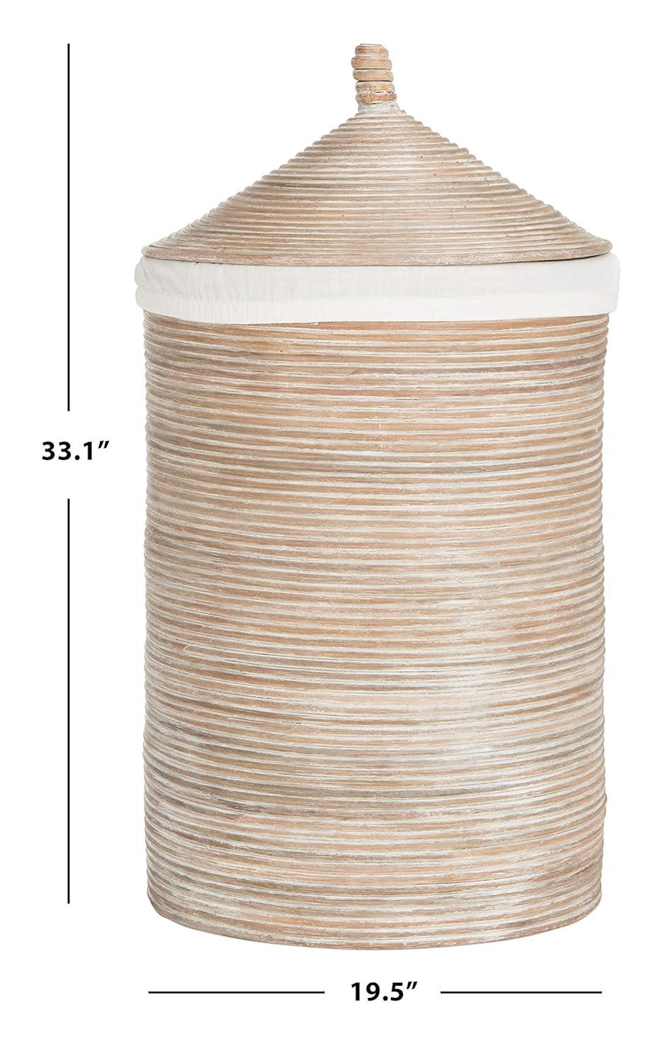 Wellington Laundry Basket with Liner - HAC6501 - White/Grey White Wash - Safavieh