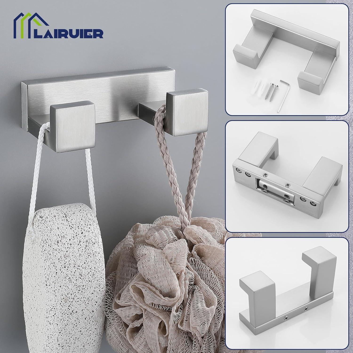 Brushed Nickel 4-Piece Stainless Steel Bathroom Hardware Set