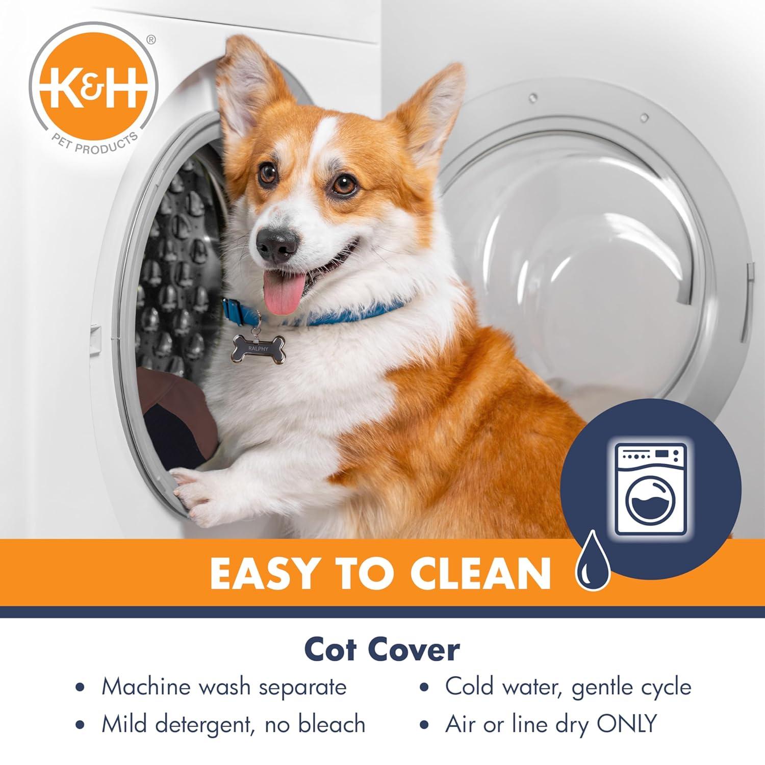 K&H Pet Products Original Pet Cot Elevated Dog Bed Charcoal/Black Mesh Jumbo 56 X 38 X 9 Inches