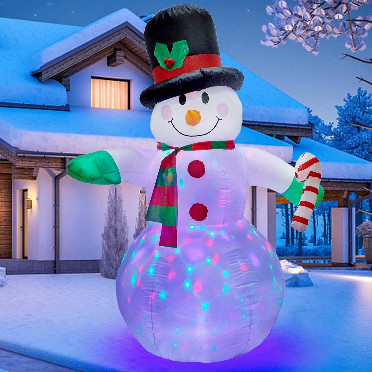 6-Foot Inflatable Snowman with Rotating LED Lights