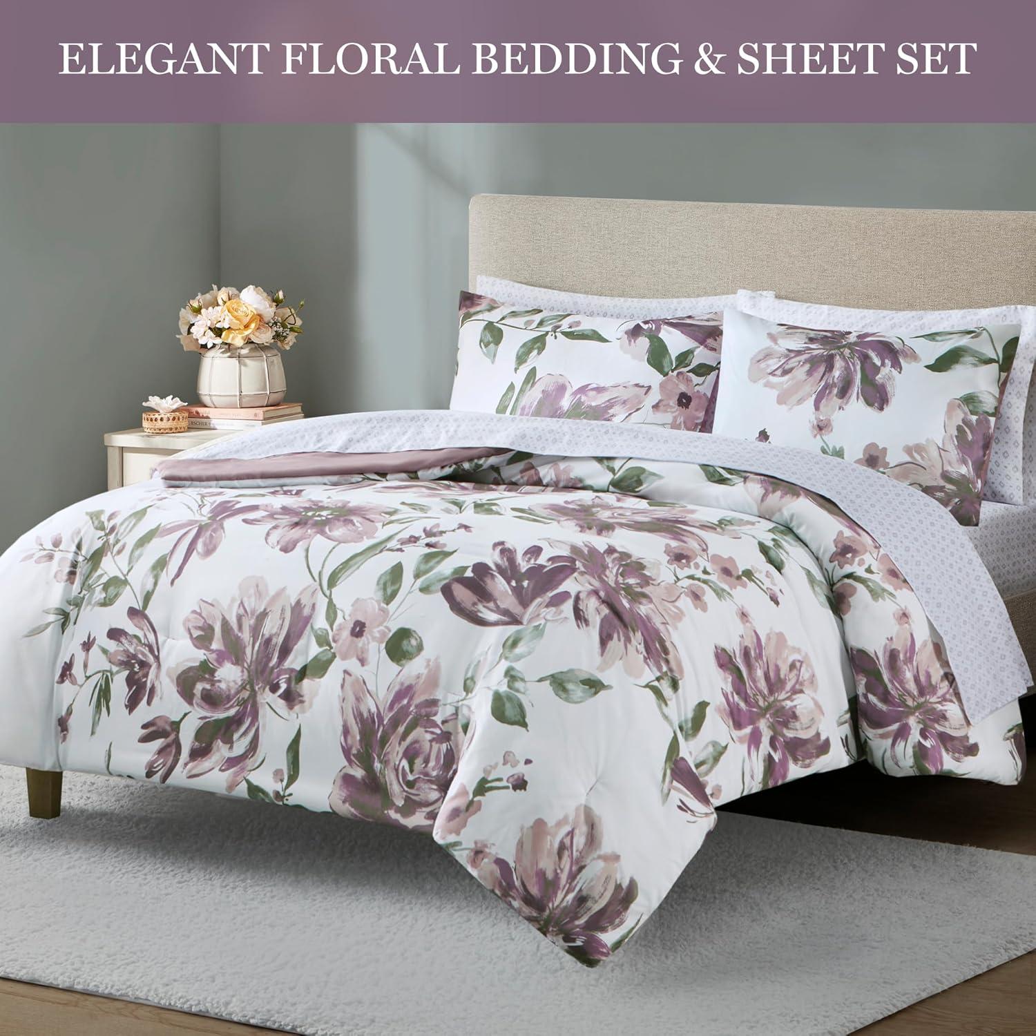 Floral Comforter Set with Bed Sheets