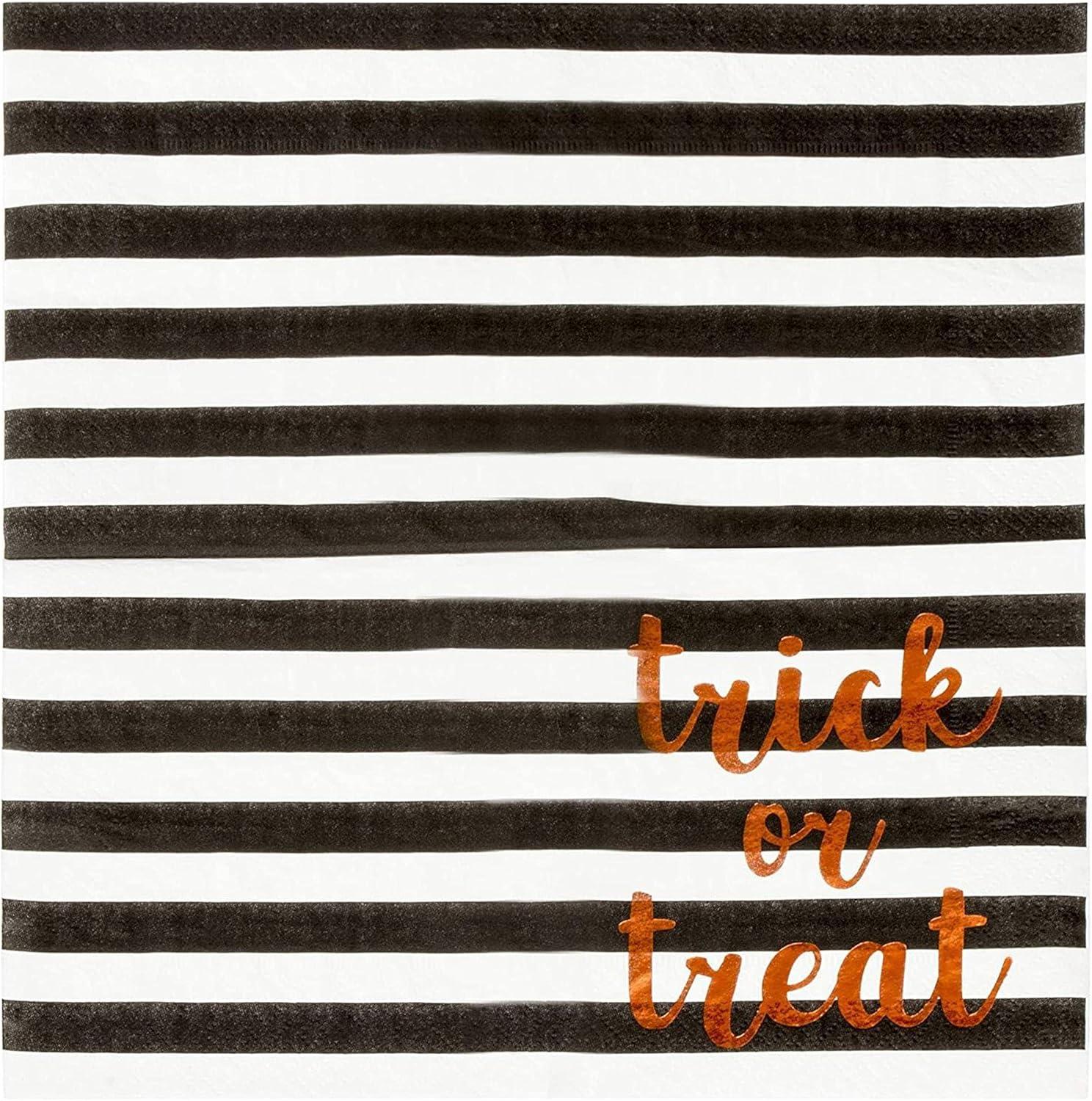 Blue Panda 50 Pack Halloween Cocktail Napkins, 3-Ply Trick or Treat Napkins for Spooky Halloween Decors and Party Supplies, 5x5 In