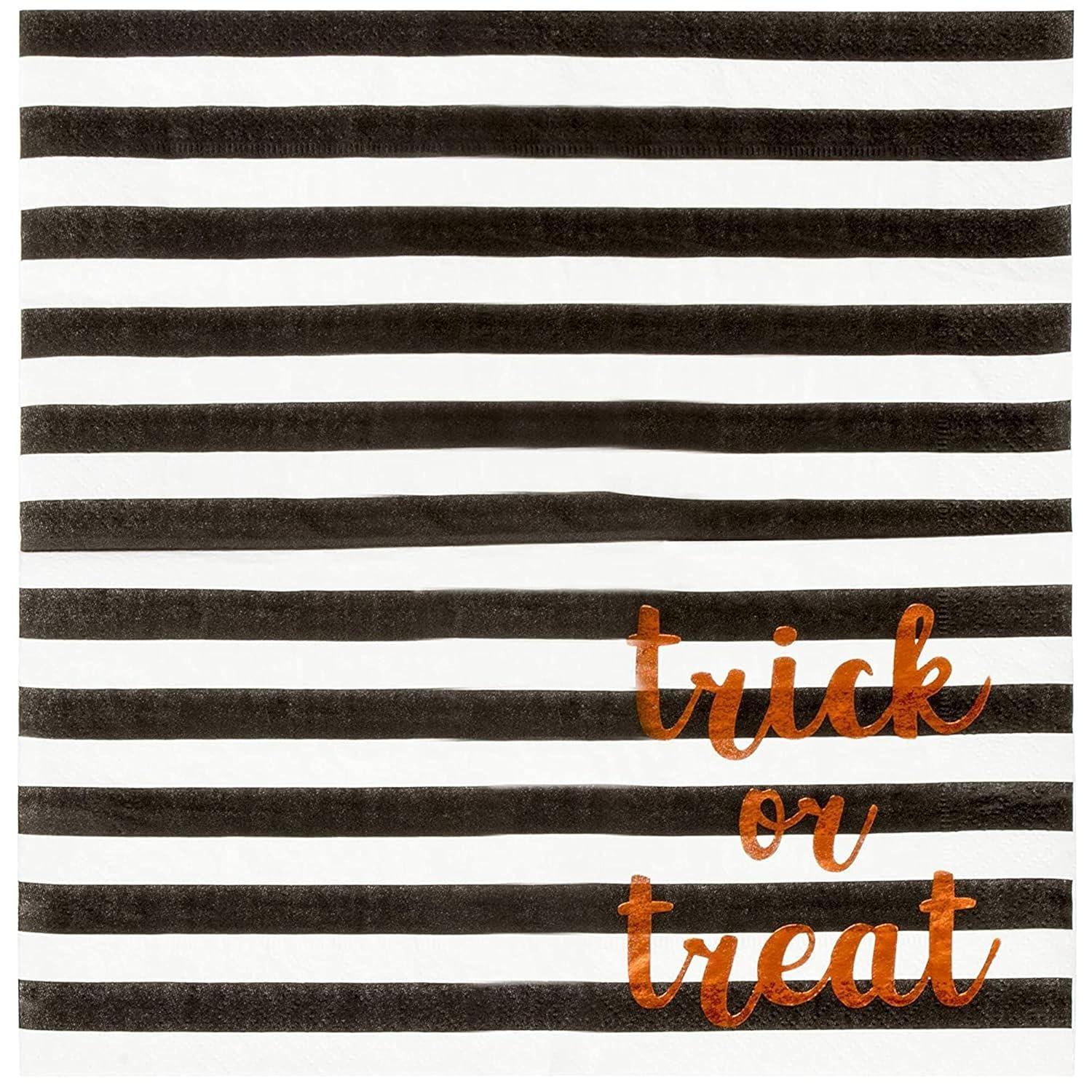 Blue Panda 50 Pack Halloween Cocktail Napkins, 3-Ply Trick or Treat Napkins for Spooky Halloween Decors and Party Supplies, 5x5 In