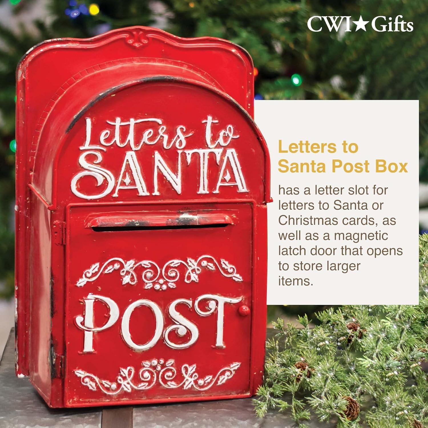 Red Metal Vintage Letters to Santa Post Box