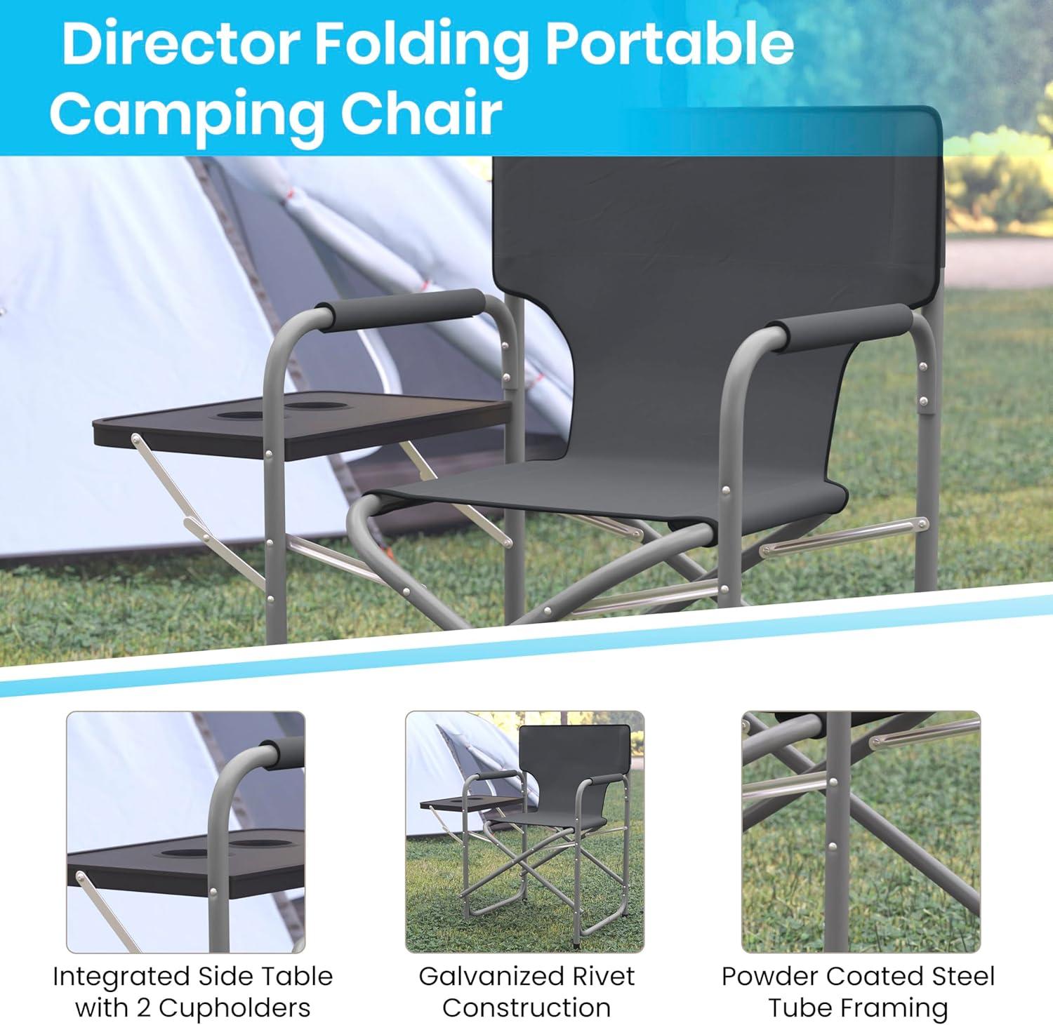 Flash Furniture Steel Camping Chair, Gray