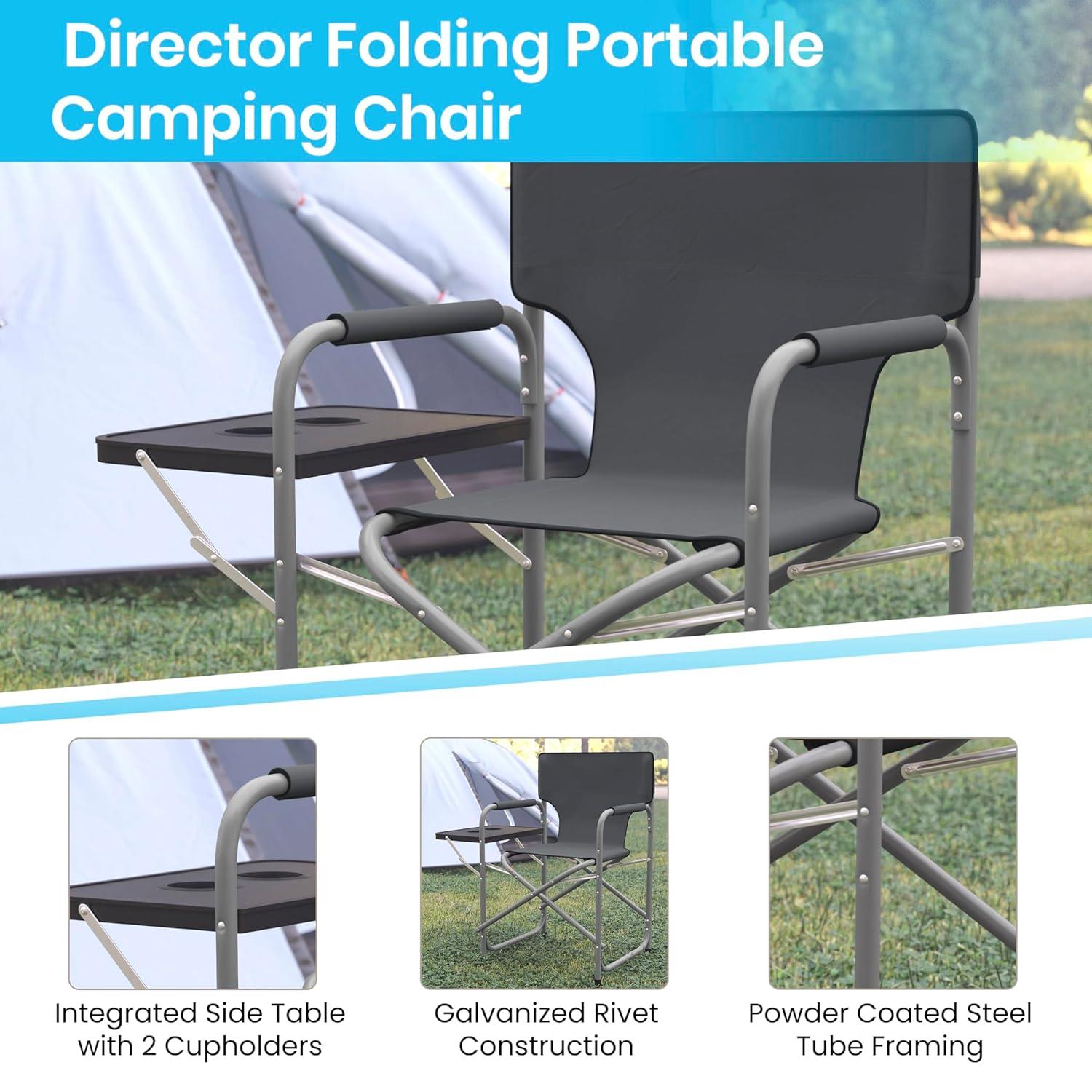 Flash Furniture Steel Camping Chair, Gray