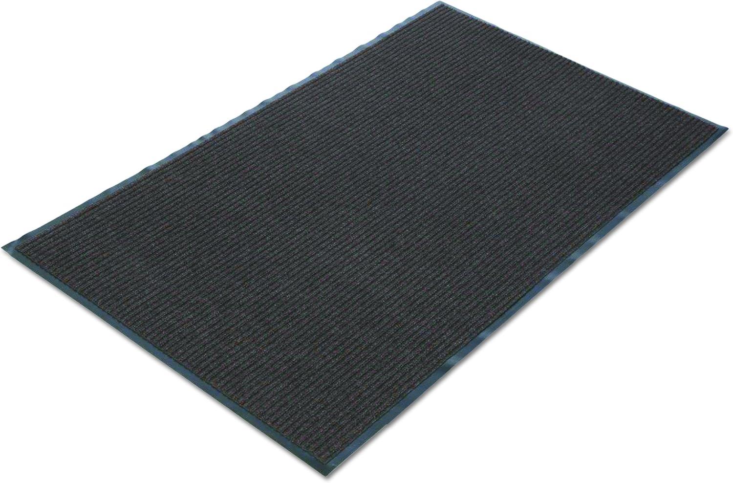 Brown Ribbed Polypropylene and Polyester Indoor Mat with Vinyl Backing, 36 x 60