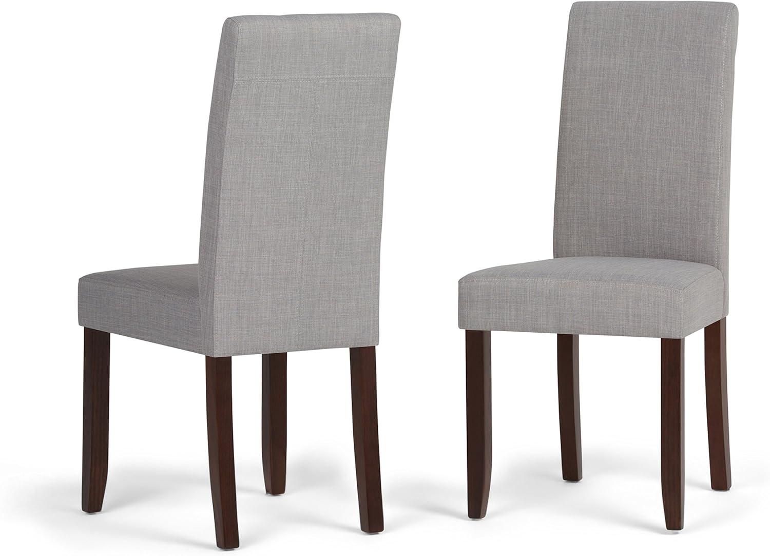 Elegant Dove Grey Linen Upholstered Parsons Dining Chair