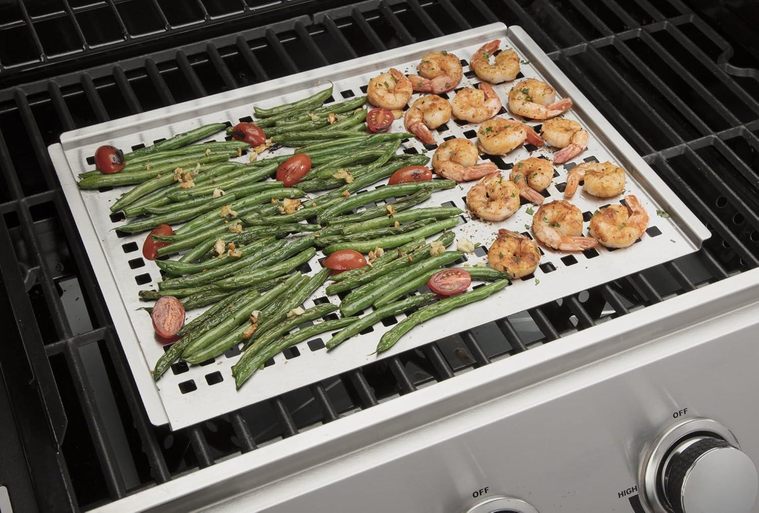 Stainless Steel Perforated Grill Topper with Raised Sides