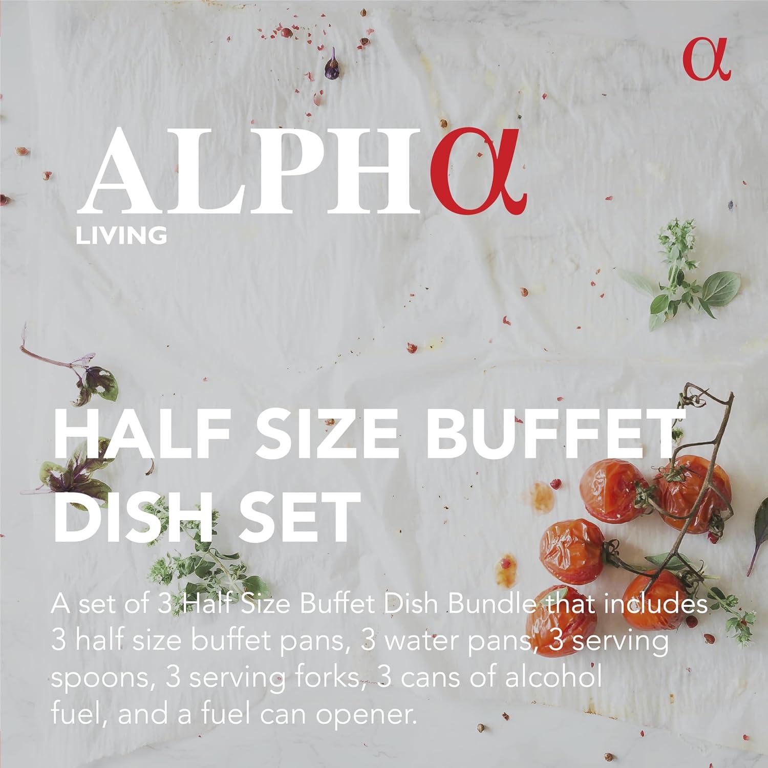 ALPHA LIVING Disposable Chafing Dish Buffet Set, Food Warmers for Parties, 6hr Fuel Cans Complete