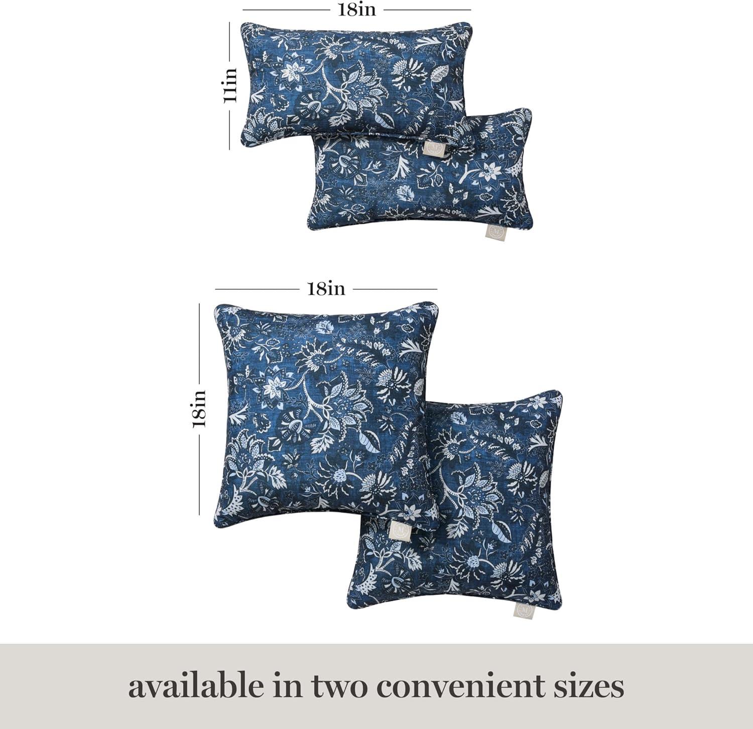 Martha Stewart MARTHA STEWART Distressed Jacobean Indoor Outdoor Lumbar Pillow 2-Pack Set, 18" (Set of 2)
