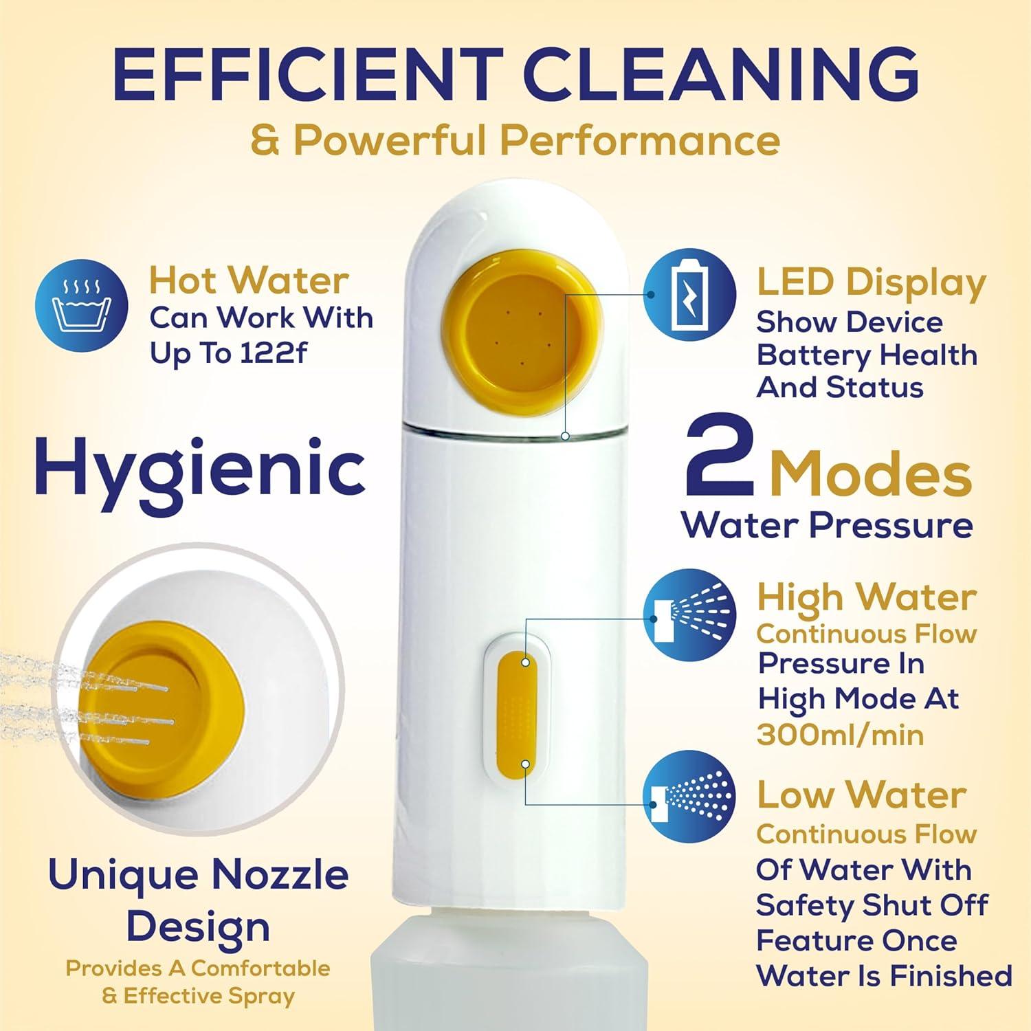 BIDET BUDDY® LuxeJet V2 Portable Bidet for Travel | 300ml/min Flow | 450mAh Battery | 350ML Bottle | IPX7 Waterproof | USB-C Charging | The New & Improved LuxeJet for 2025 with Soft Pressure