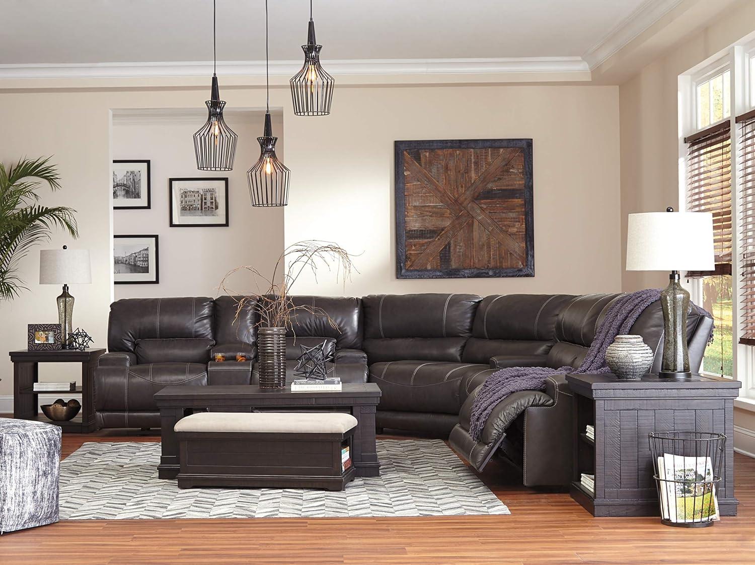 Gray Faux Leather Oversized Power Recliner with Metal Frame