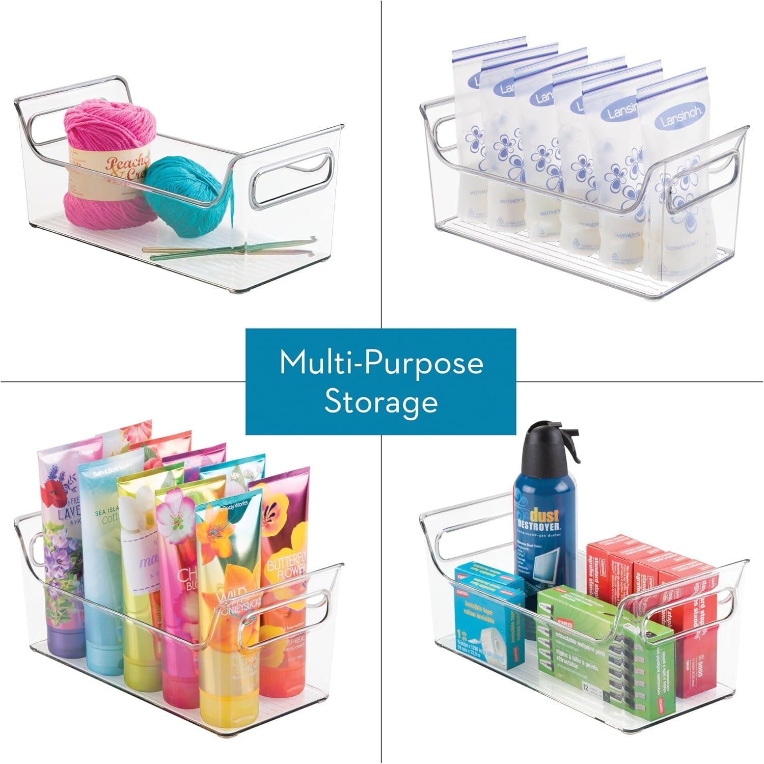 iDesign iDesign Condiment Organizer for Fridge - Plastic Fridge Organizer Bins with Handles, Set of 2, Clear