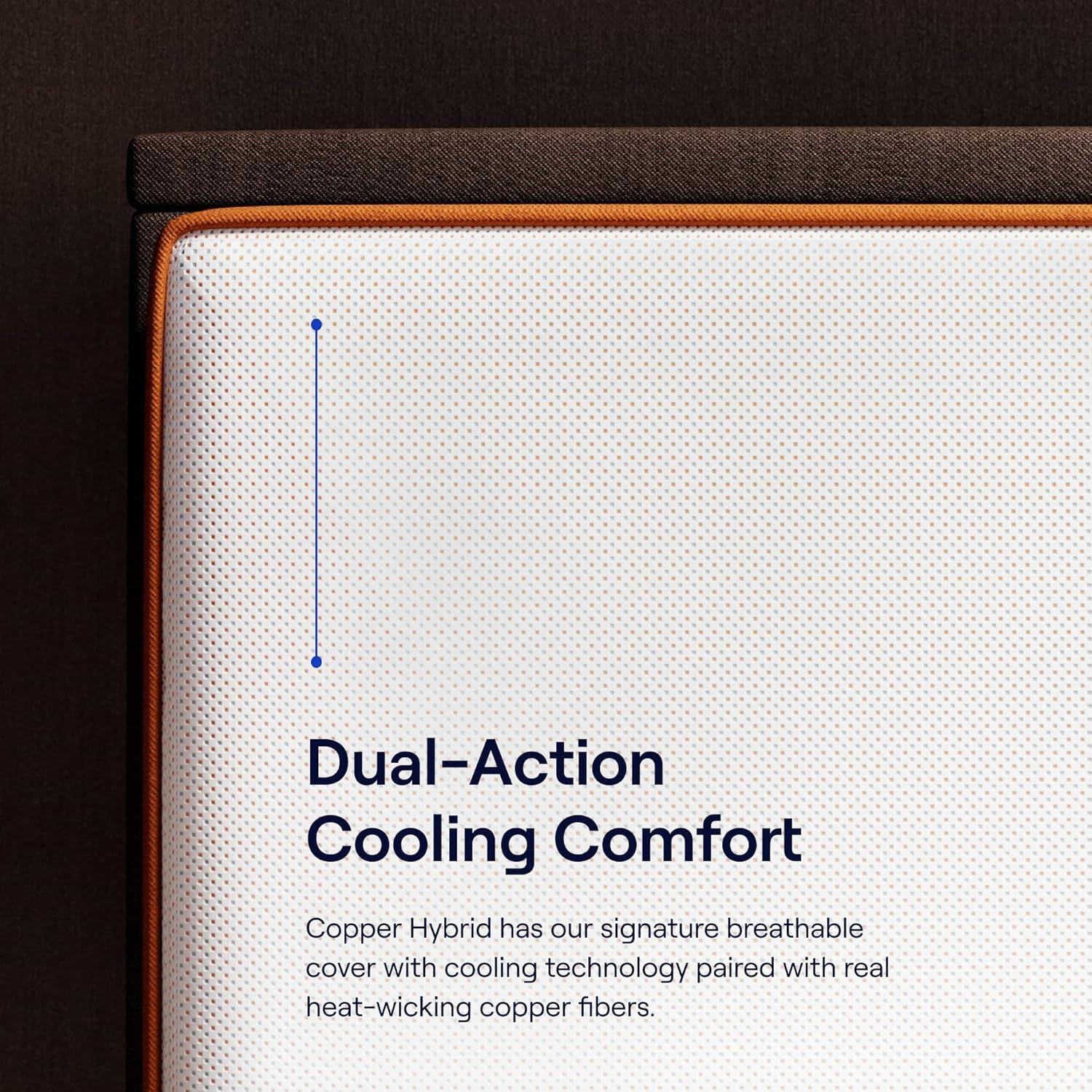 Nectar Premier Copper Hybrid Twin Mattress 14 Inch - Medium Firm Memory Foam - Steel Springs - Dual Action Cooling Technology - 365-Night Trial - Forever Warranty, White