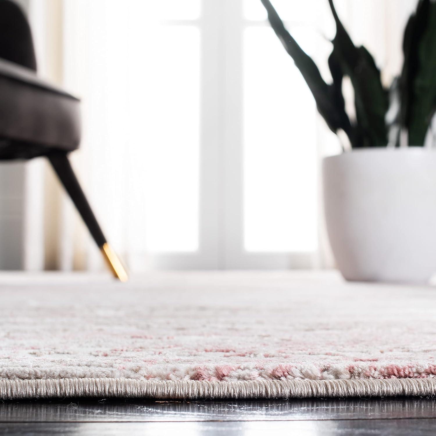 Meadow 500 MDW585 Power Loomed Indoor Runner Rug - Beige/Pink - 2'x7' - Safavieh