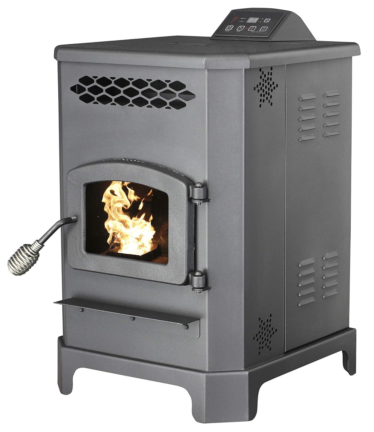 Medium Black Freestanding Pellet Stove with Remote Control