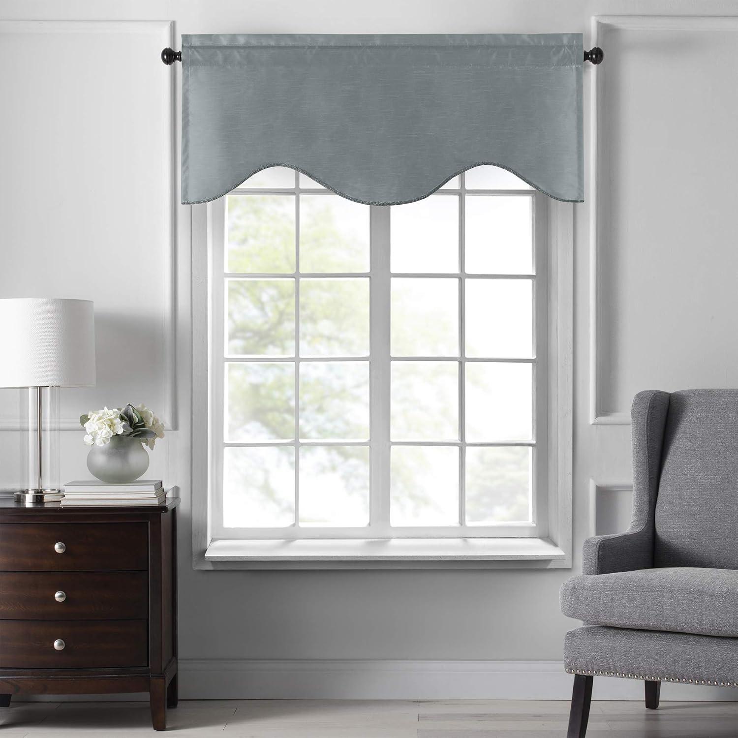 Elrene Colette Faux Silk Single Scalloped Window Valance - 50" x 21" - Elrene Home Fashions