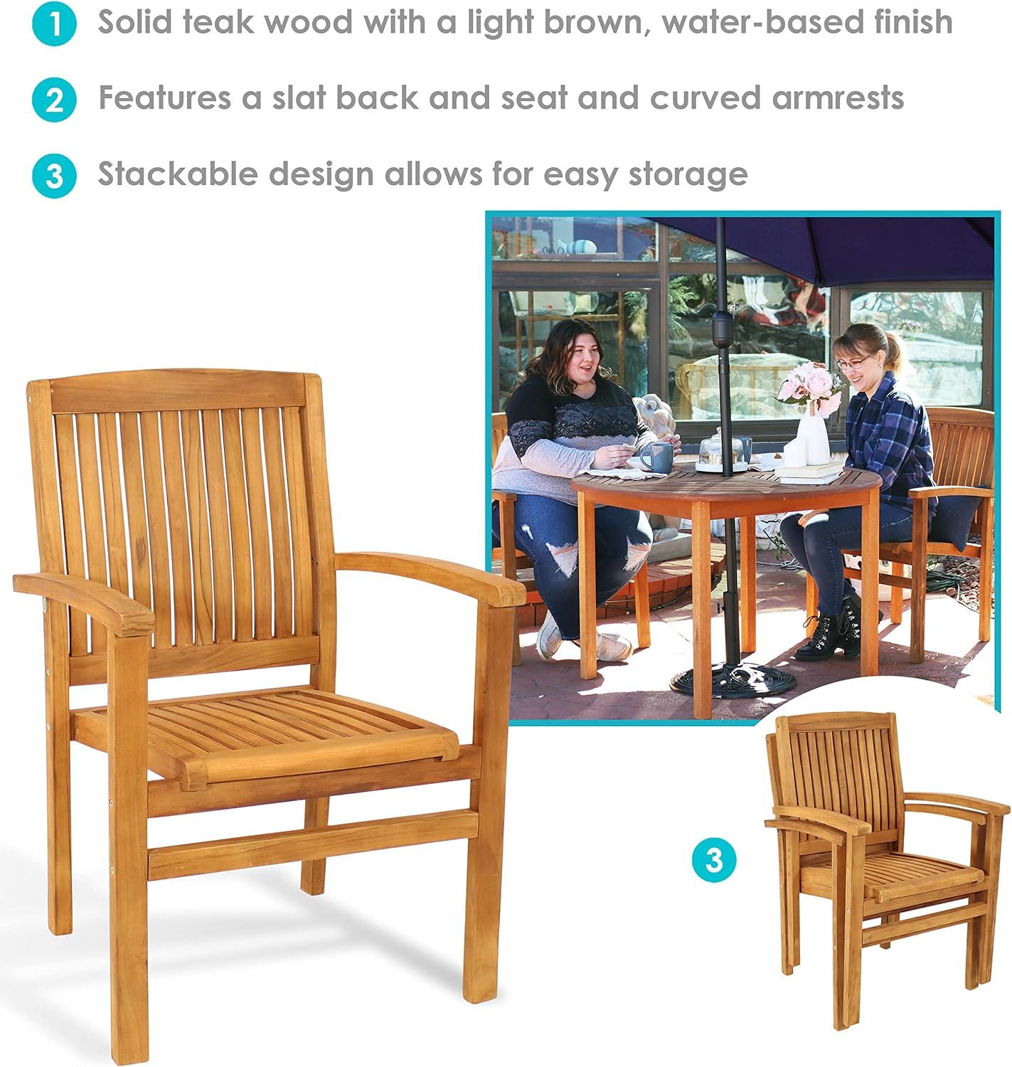 Datrion Teak Outdoor Stacking Dining Armchair (Set of 2)