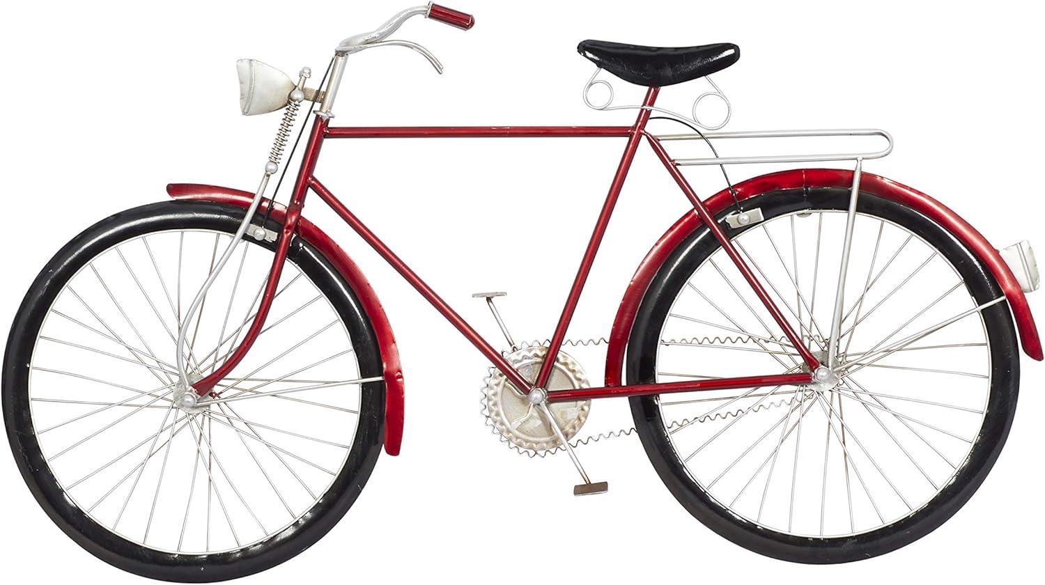 DecMode Vintage Metal Bicycle Wall Décor with Metallic Red Color Frame, 36"W x 19"H