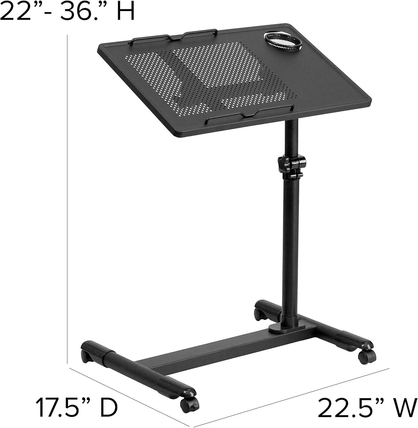 Flash Furniture Black Adjustable Height Steel Mobile Computer Desk