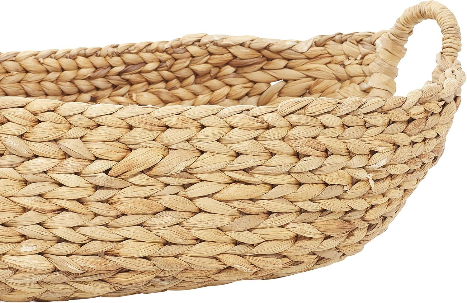 DecMode 23", 21", 19", 16", Brown Seagrass Handmade Storage Basket with Metal Handles, 5-Pieces