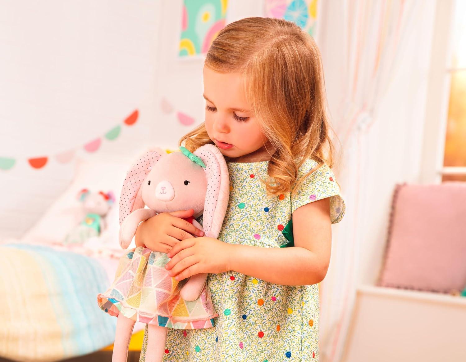 B. toys- B. softies- 15" Plush Bunny- Soft Stuffed Animal for Baby, Toddler, – Orange & Pastel Outfit- Washable Rabbit- Tippy Toes- Becky Bunny- 0 Months +