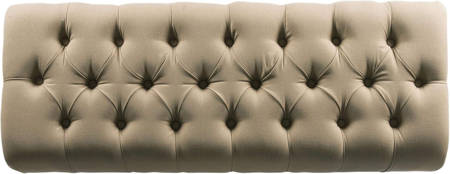 Carolina Tufted Bench with Nailhead Trim Cream - HomePop: Upholstered Ottoman for Bedroom, Indoor Furniture