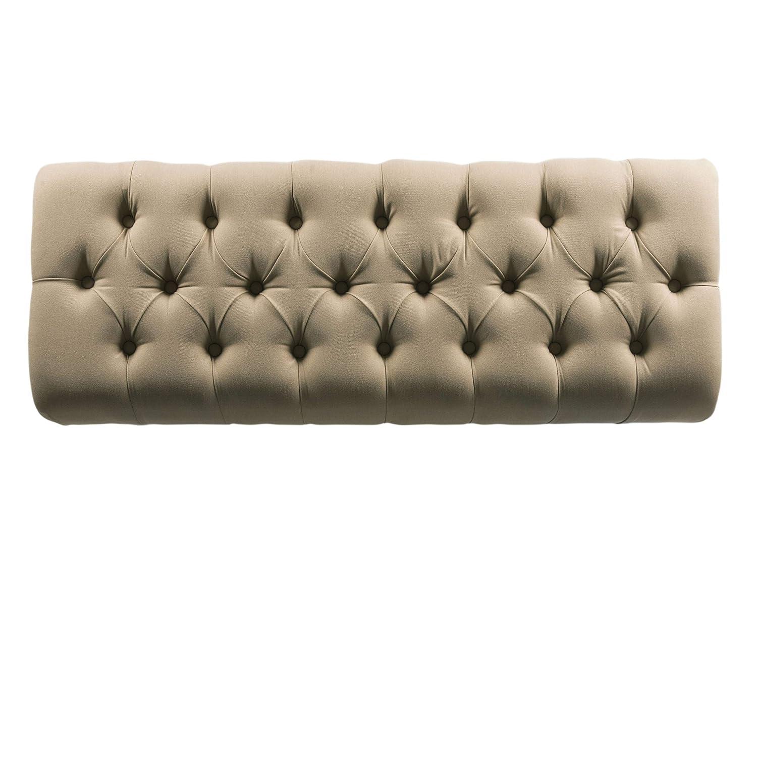 Carolina Tufted Bench with Nailhead Trim Cream - HomePop: Upholstered Ottoman for Bedroom, Indoor Furniture