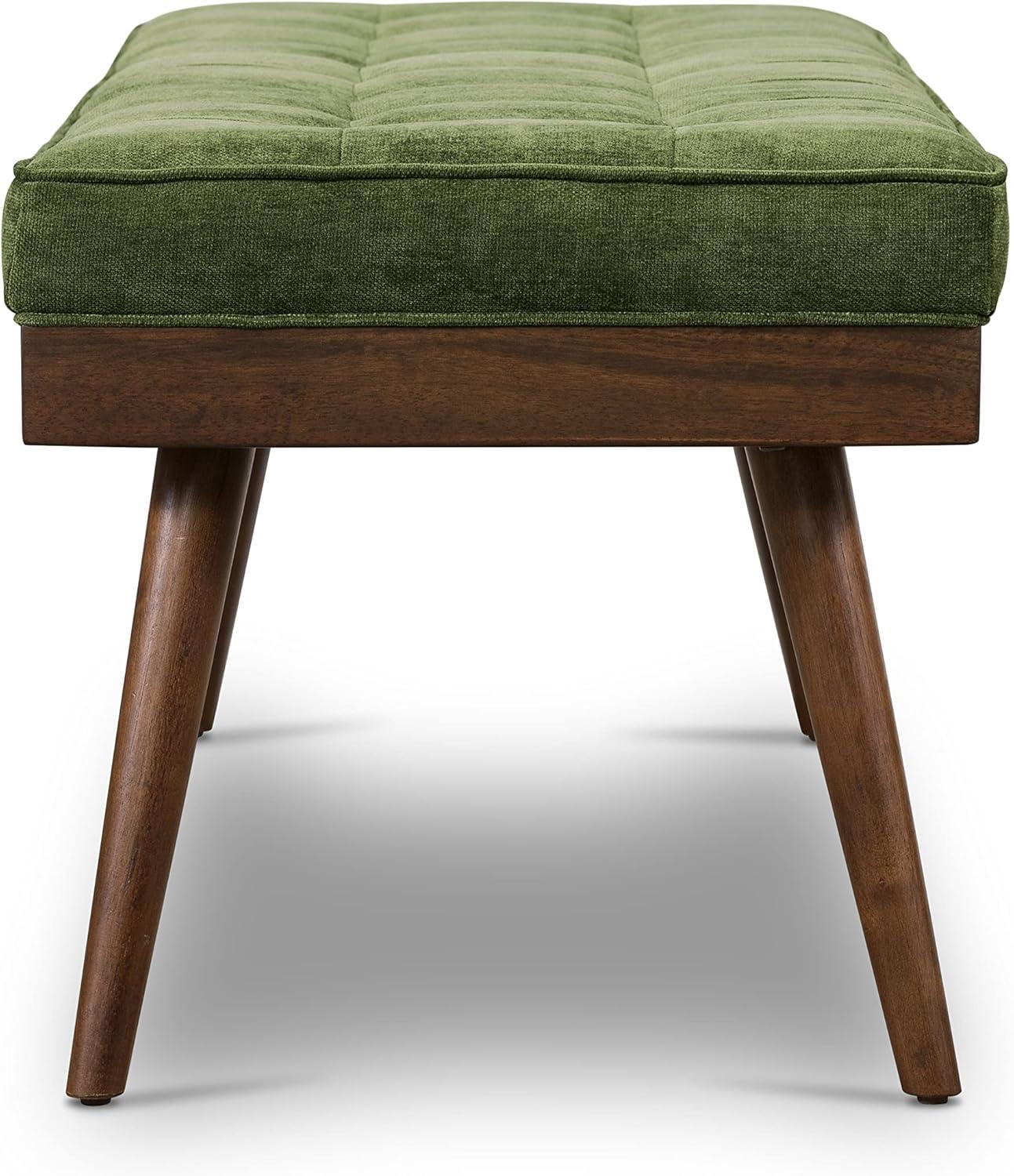 Poly and Bark Poly & Bark Luca Fabric Bench - Tufted Seat with Solid Wood Legs Distressed Green Velvet Velvet Velvet