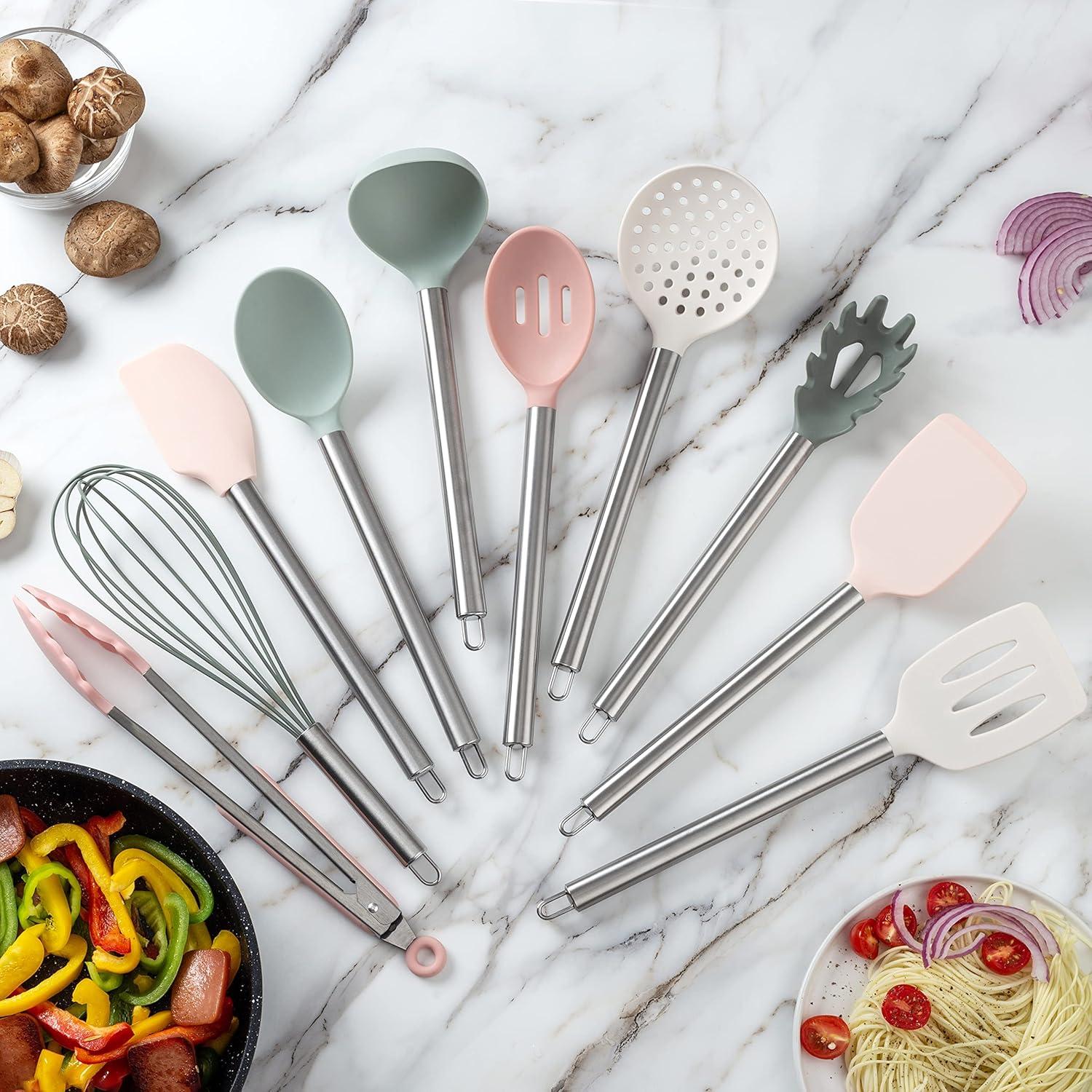 COOK WITH COLOR 10-Pc Cooking Utensils Set Kitchen Gadgets & Essentials, Mint