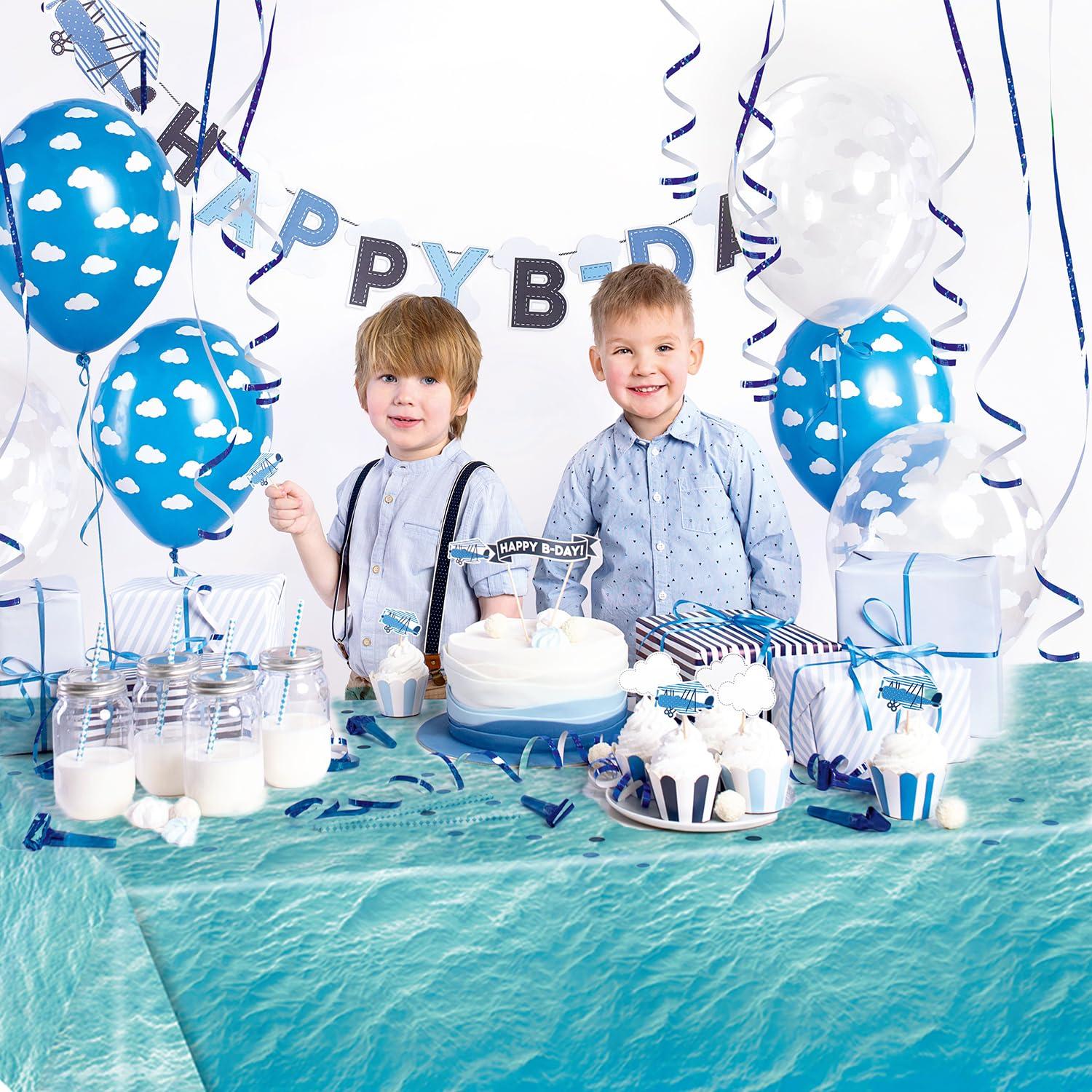 3-Piece 54 x 108 Inch Ocean Wave Plastic Tablecloth - Realistic Water Design, Disposable Rectangle Table Cover for Dining, Picnic, Beach Party, Sea Theme, Pool Party, Summer Indoor Outdoor Decoration