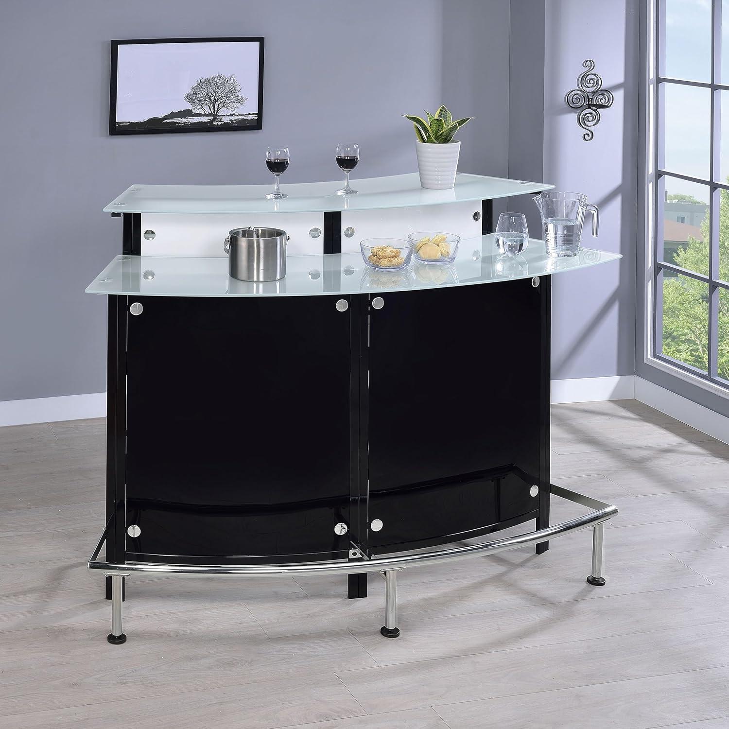 Coaster Company Contemporary Bar Table, Chrome/Black