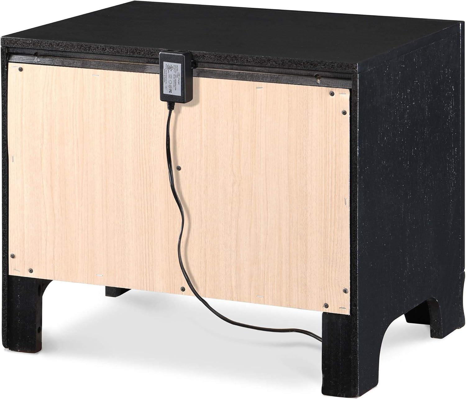 ClickDecor Edmond Wood 1-Drawer Nightstand with Charging Station