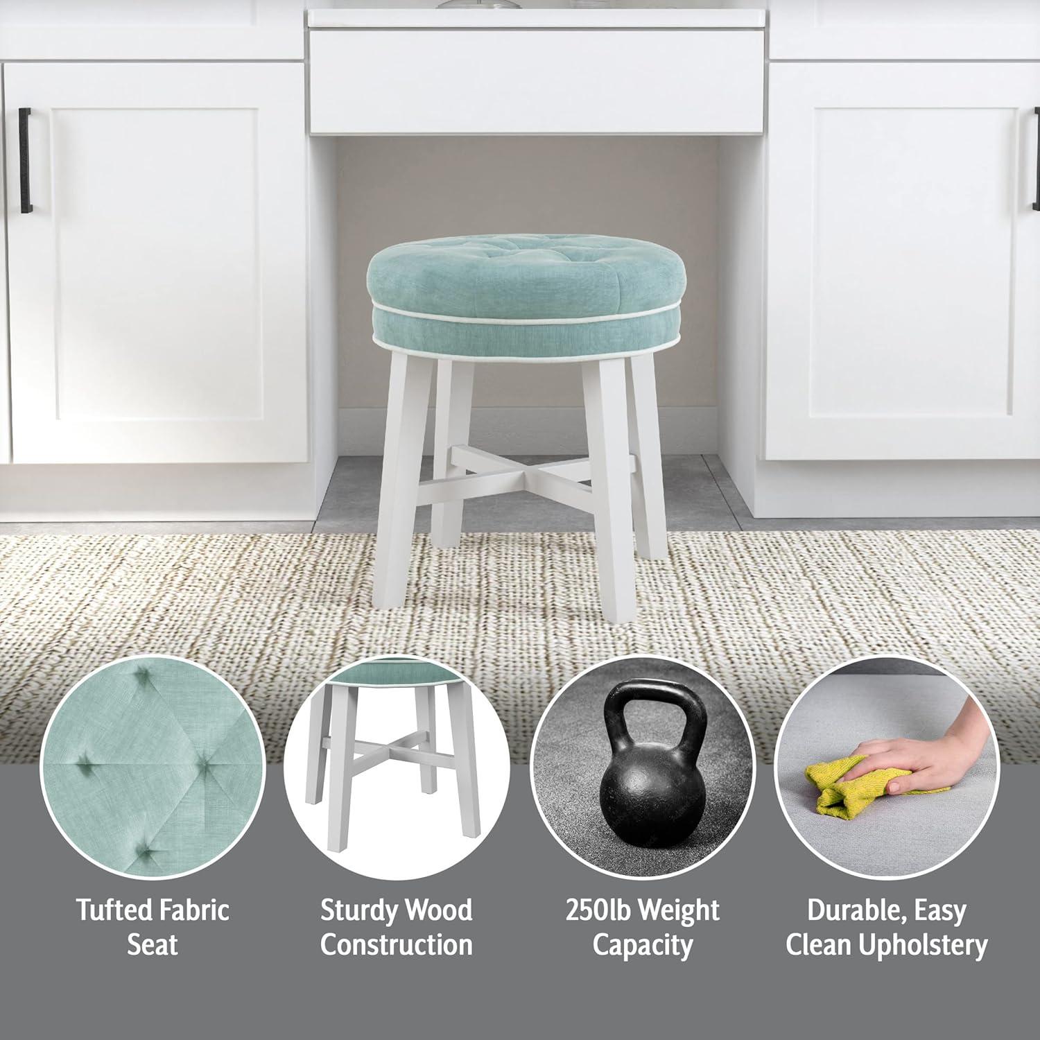 18" Sophia Tufted Backless Wood Vanity Stool Spa Blue - Hillsdale Furniture