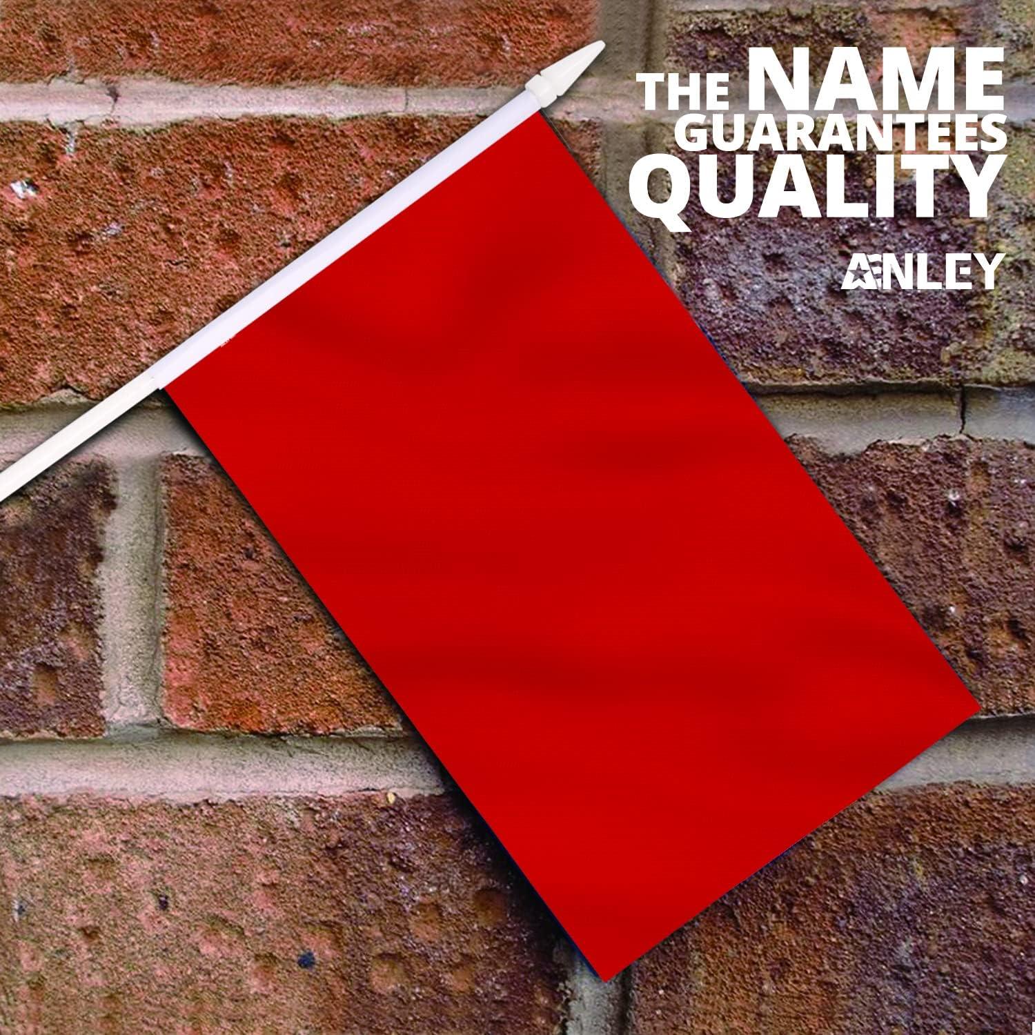 Anley Red Mini Flag 12 Pack - Hand Held Small Miniature Solid Red Blank Flags