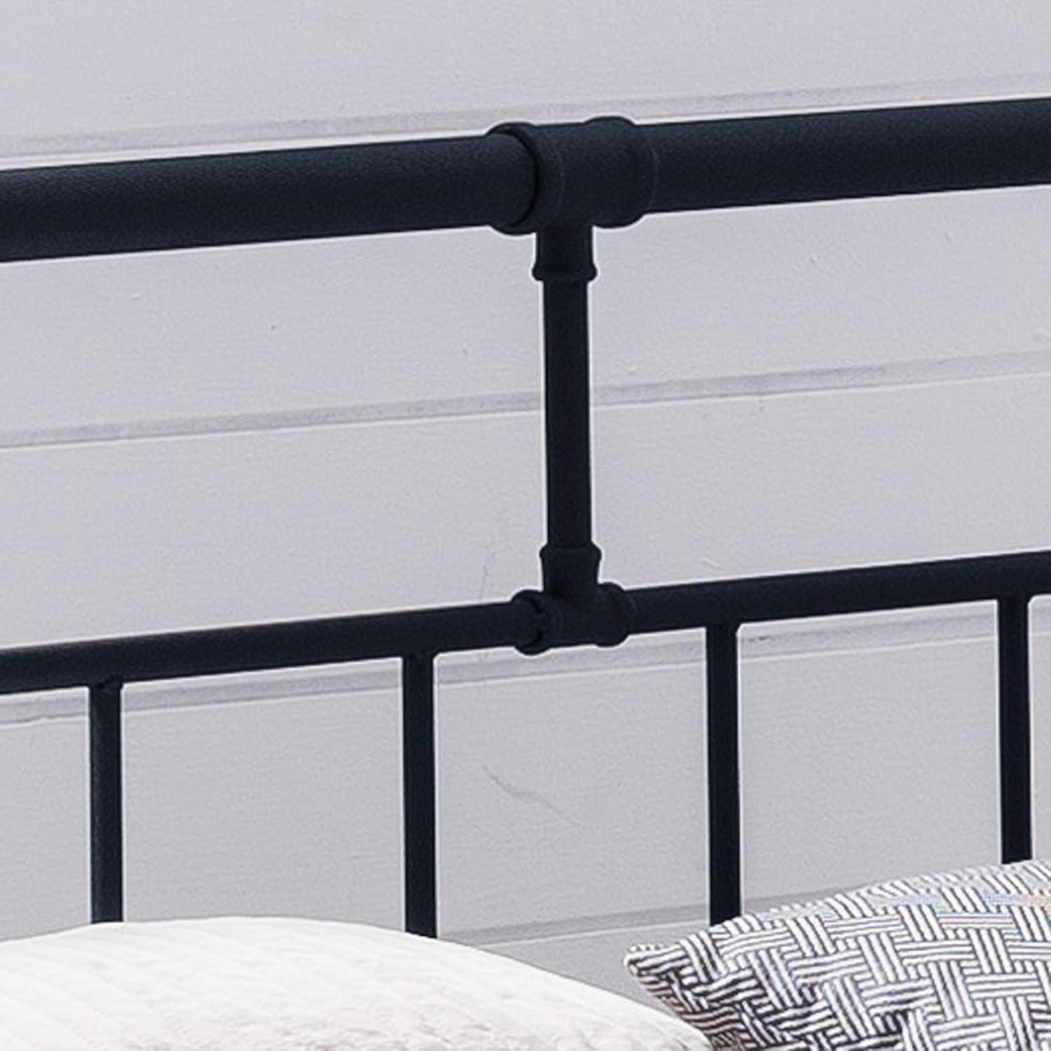 Cherrish King-Size Iron Bed Frame, Minimal, Industrial, Flat Black