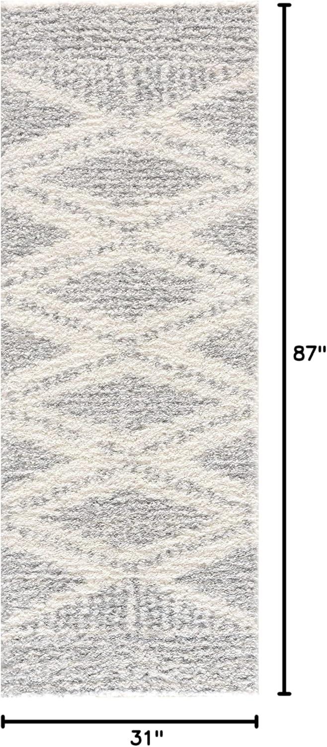 Gala Southwestern Shaggy Plush Grey/Beige/Cream Area Rug