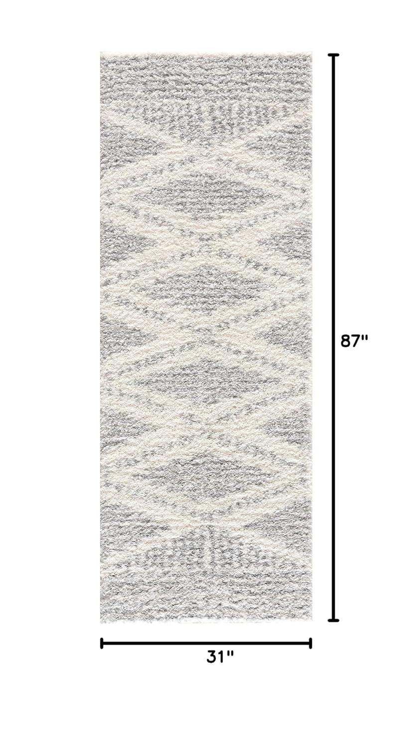 Gala Southwestern Shaggy Plush Grey/Beige/Cream Area Rug