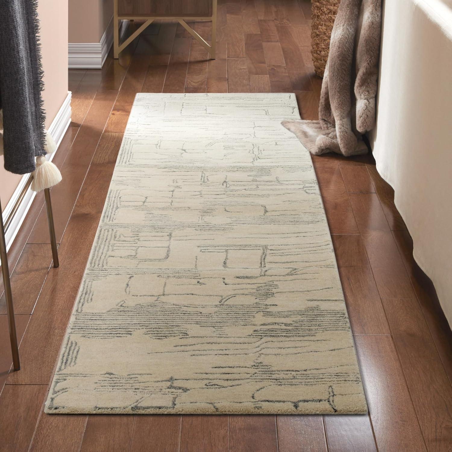 Town & Country Luxe Remin Abstract Line Art Handcrafted Area Rug Beige/Blue