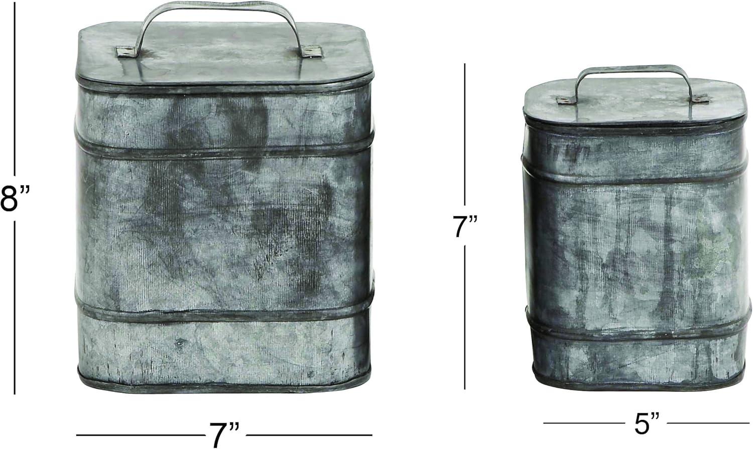 DecMode 7" x 8" Silver Metal Canisters, 2-Pieces