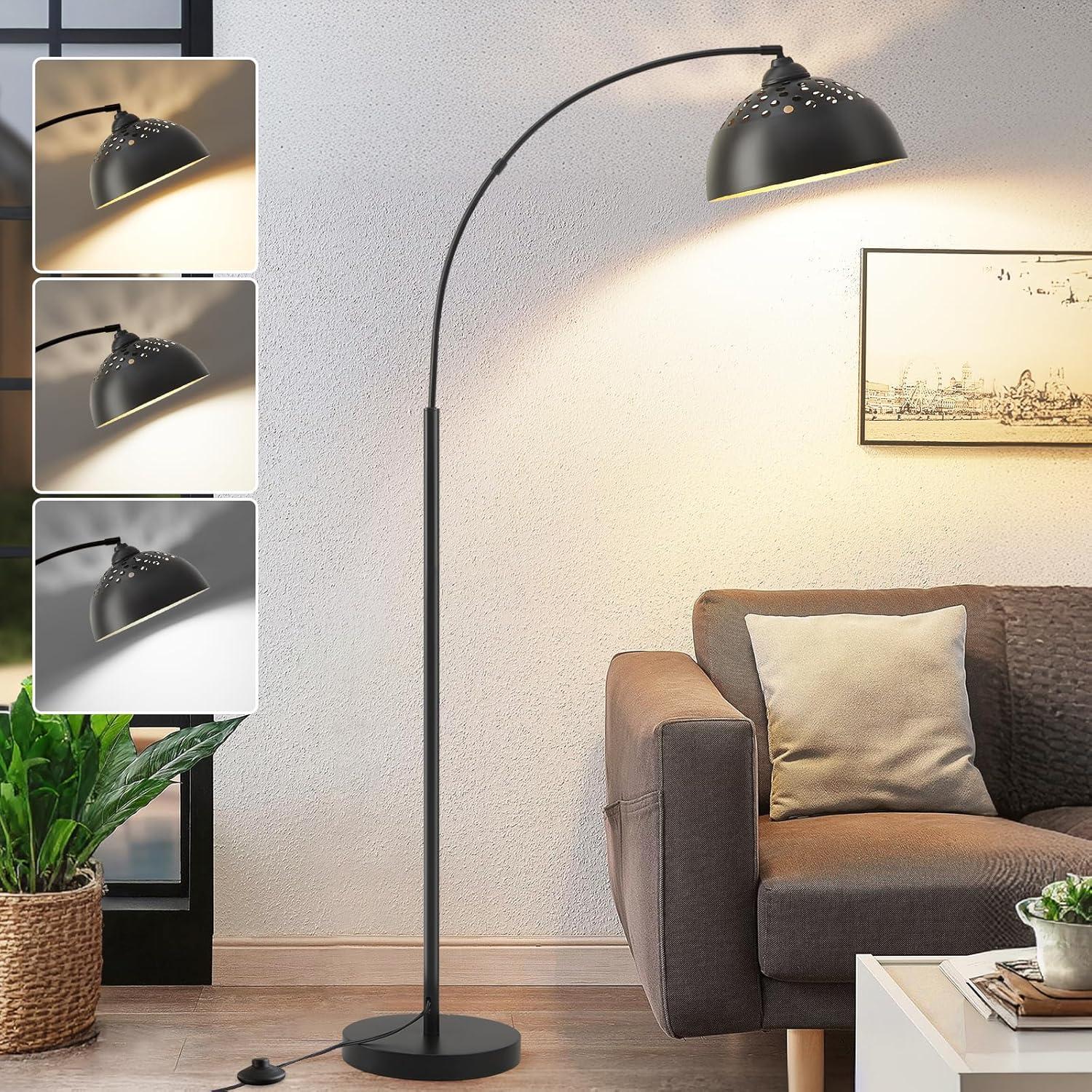 Mercer41 Vondal Arc Floor Lamps for Living Room Lighting, Modern Arched Lamp with Foot Switch