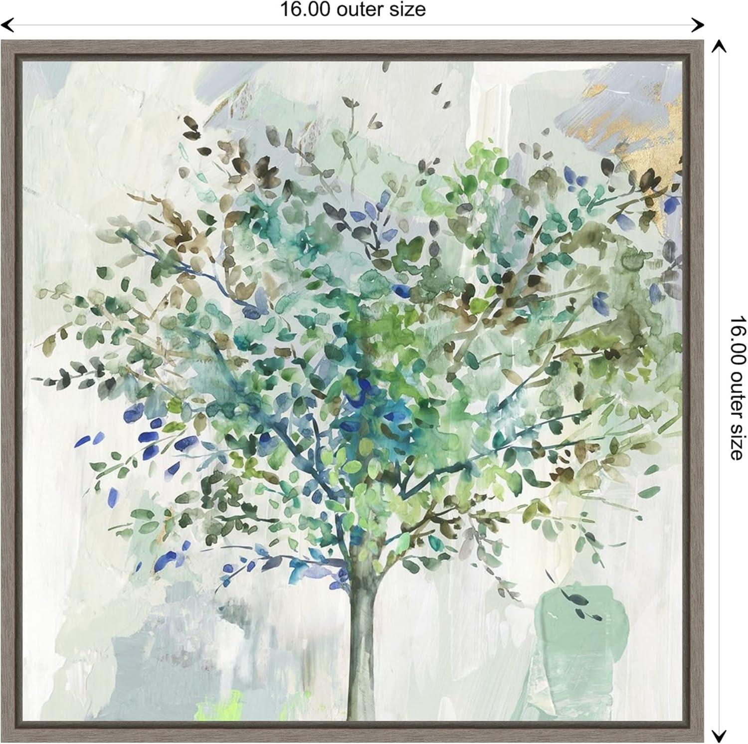 Amanti Art Glorious Still Moment (Green Tree) by Allison Pearce Canvas Wall Art Print Framed 16 x 16-in.