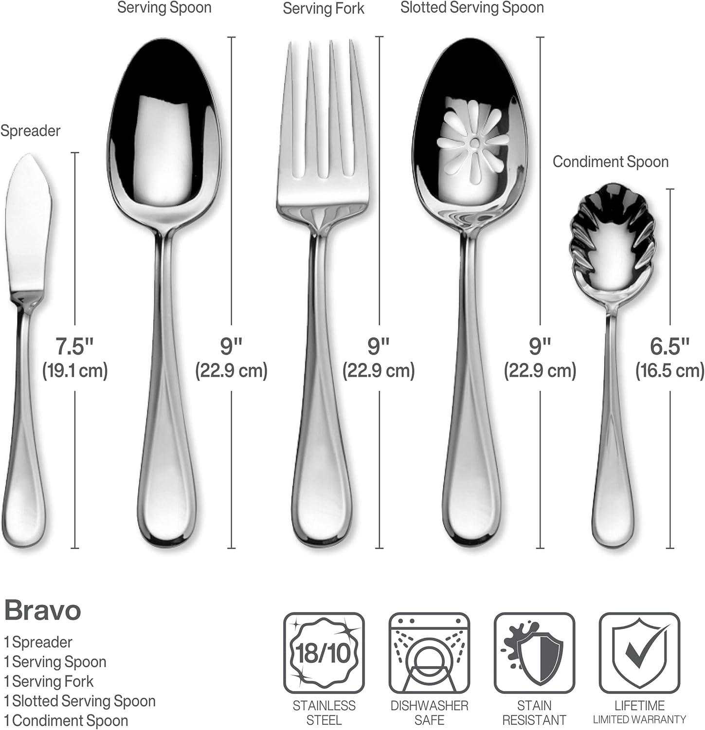 Bravo 65-Piece Stainless Steel Flatware Set with Facets