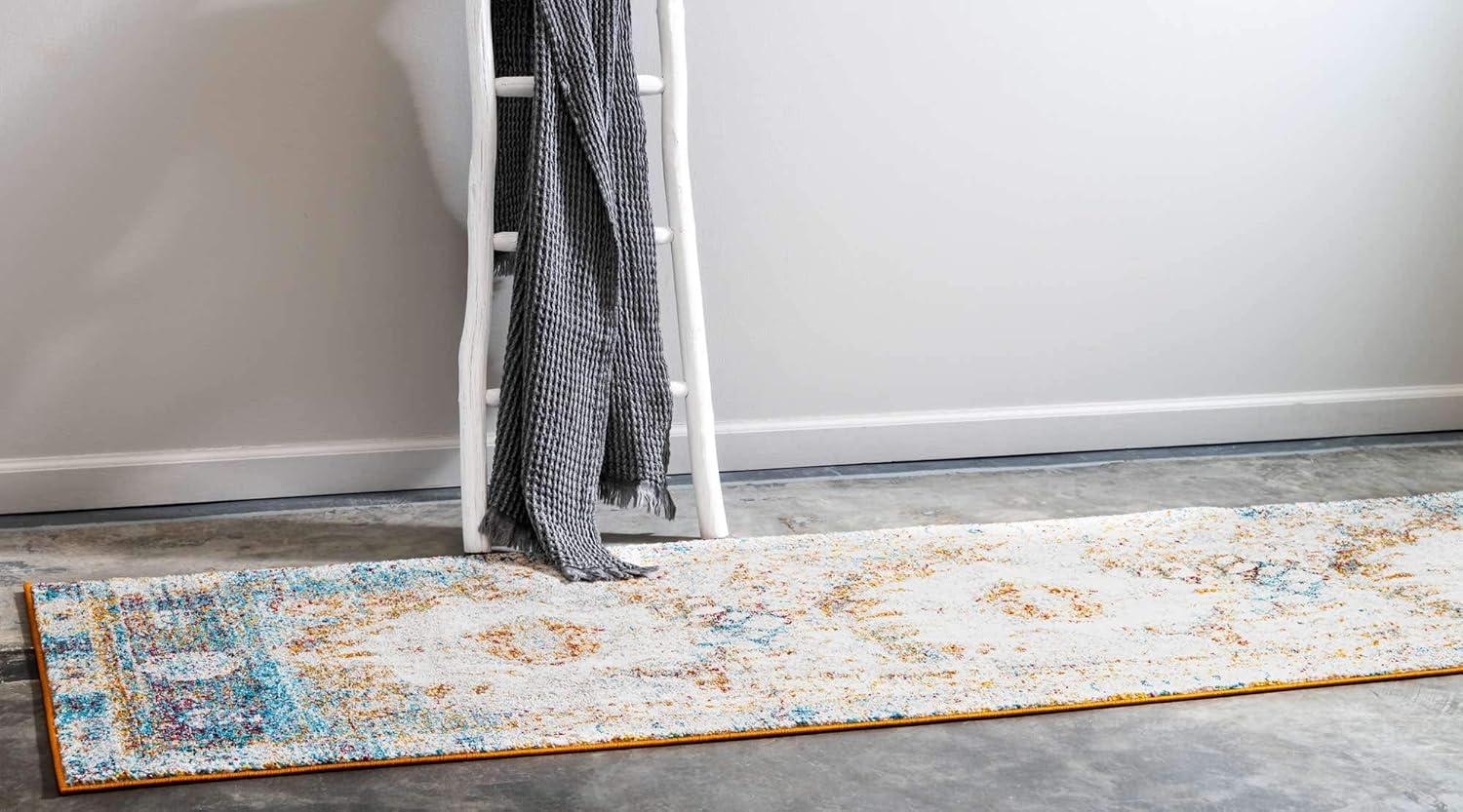 Unique Loom Rosso Collection Area Rug - Bellini (2'  x 6' 1" Runner Beige/Blue)