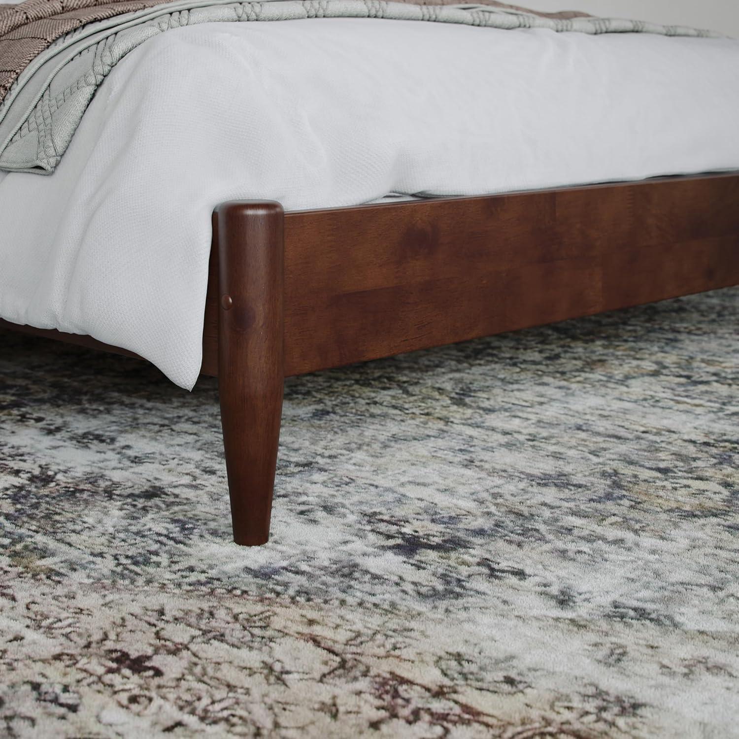 AFI Aria Queen Modern Solid Wood Low Profile Platform Bed, Walnut
