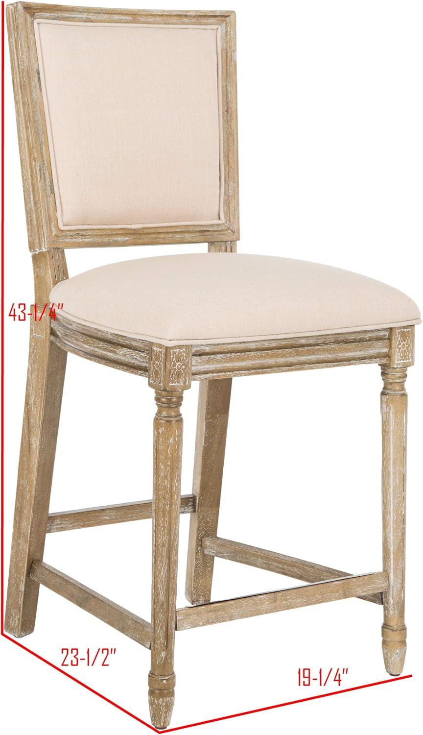 Buchanan Rectangle Counter Stool (Set of 2) - FOX6271 - Beige/Oak - Safavieh Couture